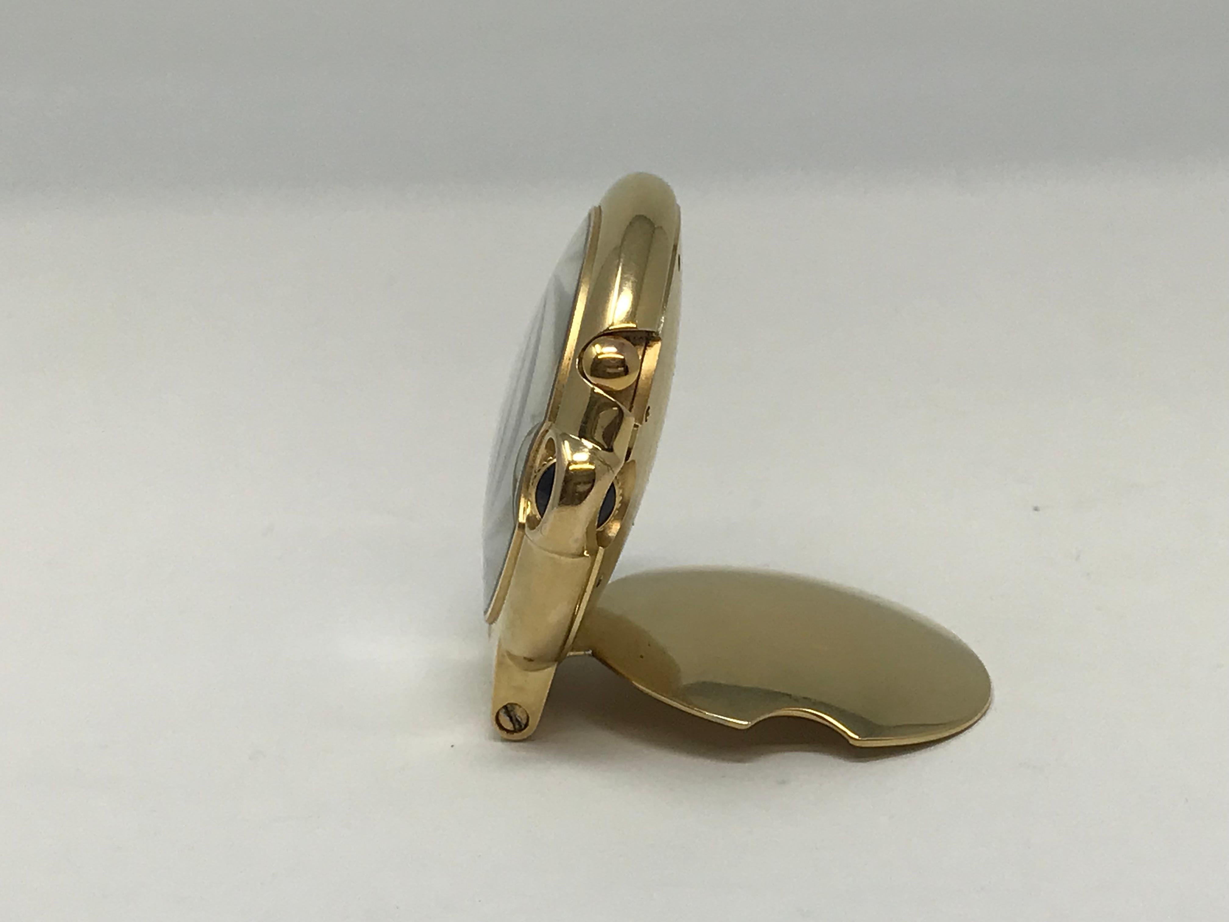 Cartier Ballon Blue Desk Clock Gold Tone Alarm Ref 3038 In Good Condition For Sale In Montreal, QC