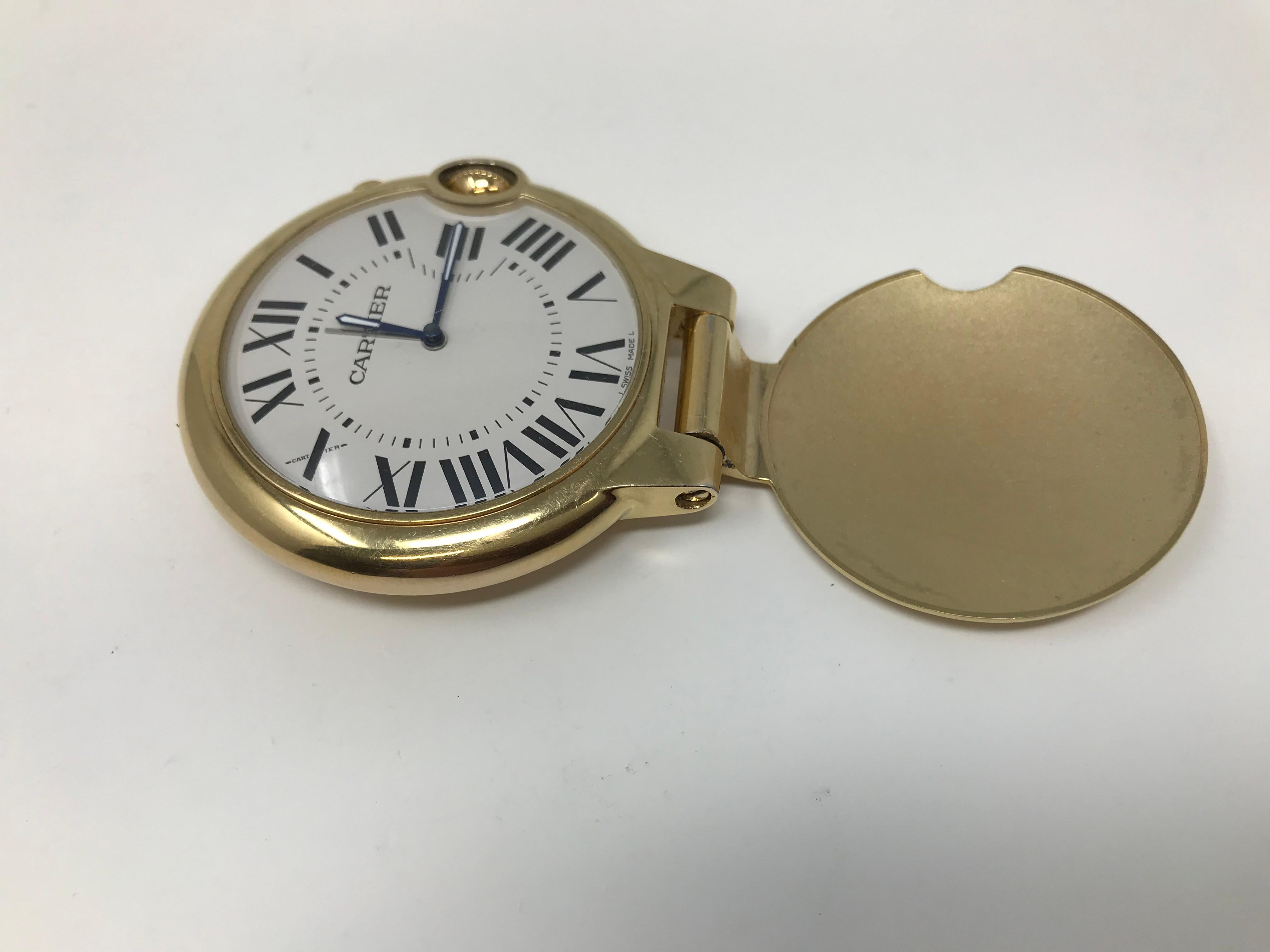 Cartier Ballon Blue Desk Clock Gold Tone Alarm Ref 3038 For Sale 1