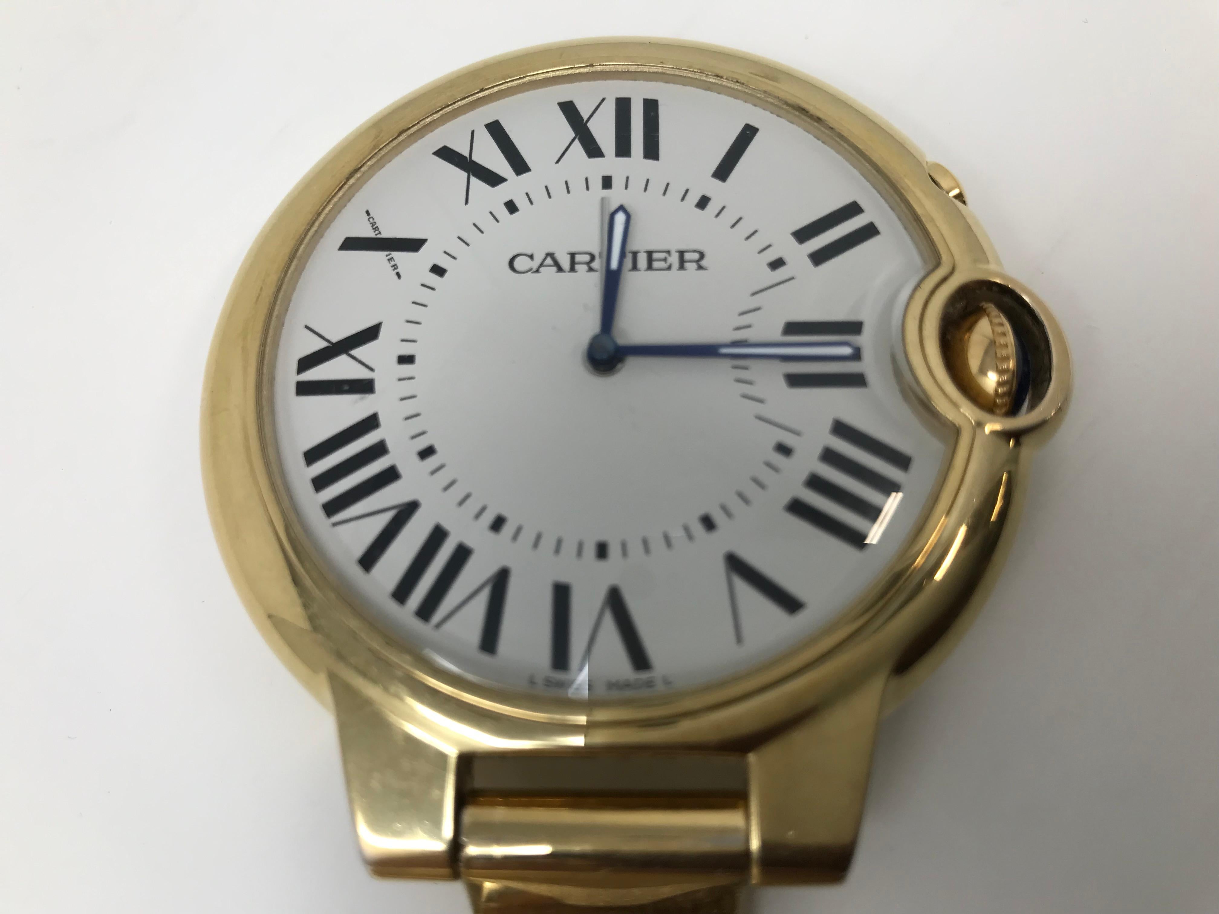 Cartier Ballon Blue Desk Clock Gold Tone Alarm Ref 3038 For Sale 2