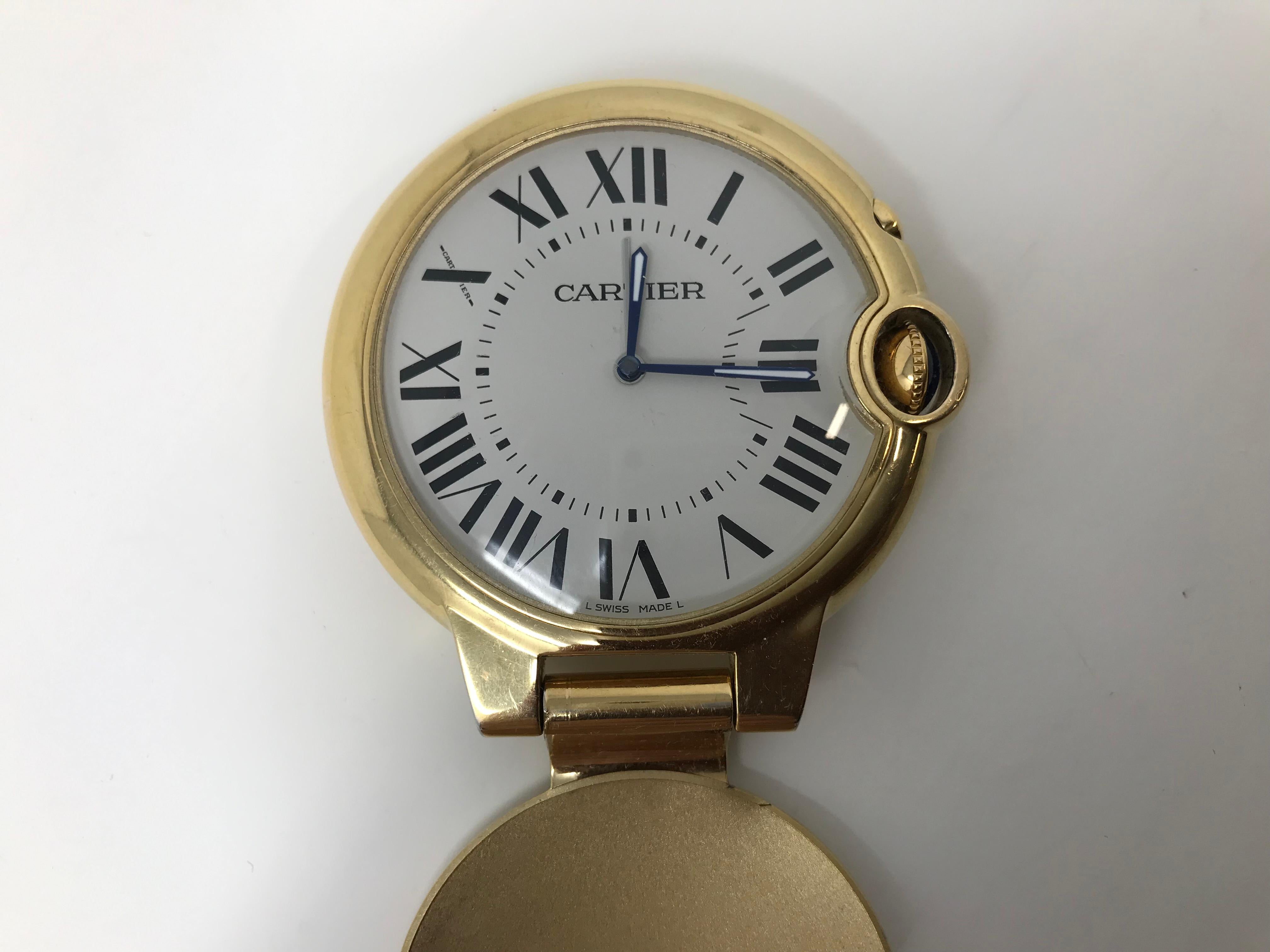 Cartier Ballon Blue Desk Clock Gold Tone Alarm Ref 3038 For Sale 3