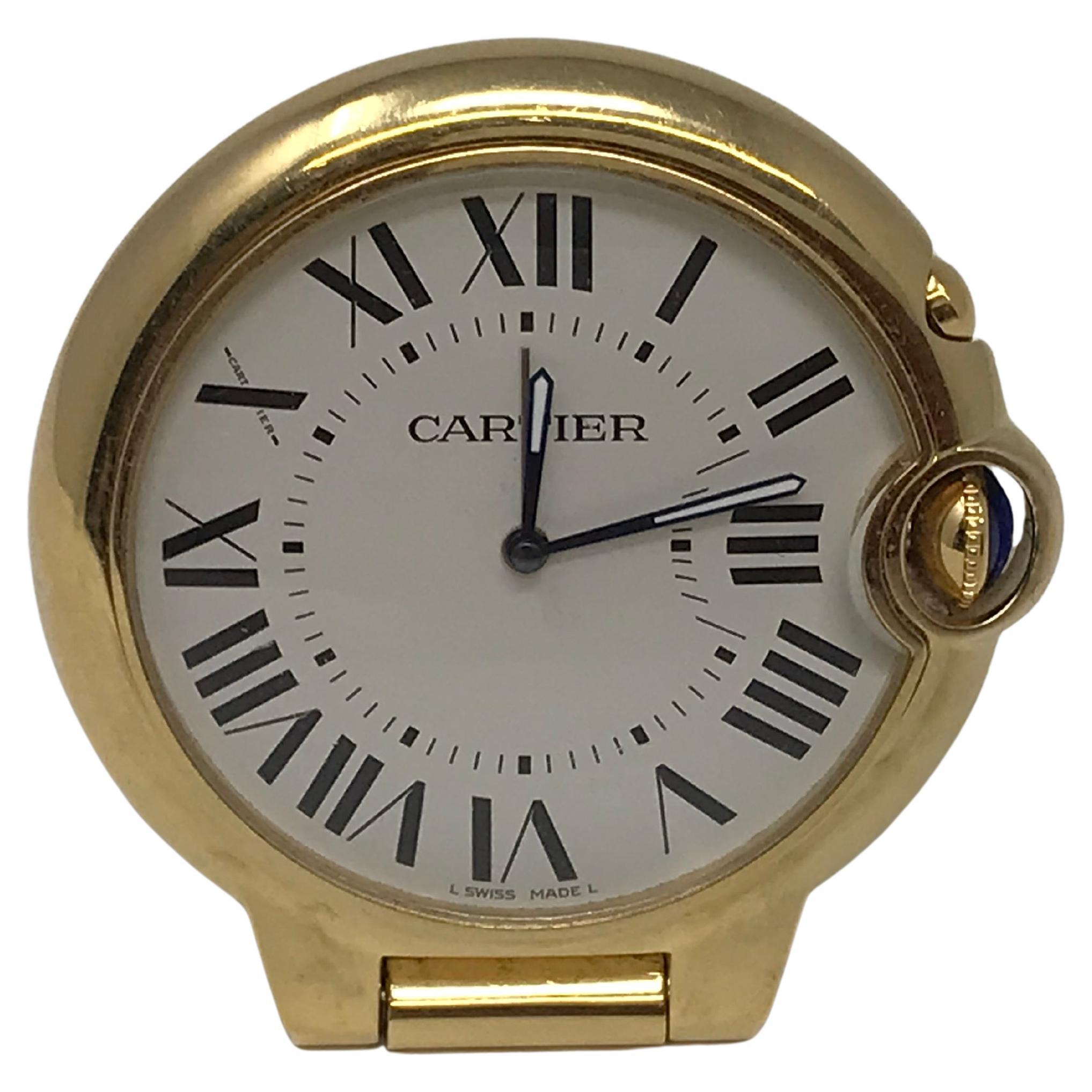 Cartier Ballon Blue Desk Clock Gold Tone Alarm Ref 3038
