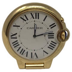 Cartier Ballon Blue Desk Clock Gold Tone Alarm Ref 3038