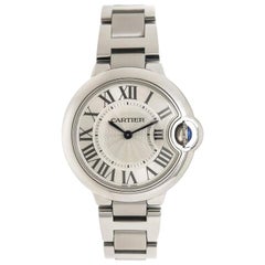 Cartier Montre-bracelet à quartz Ballon bleu en acier de taille moyenne