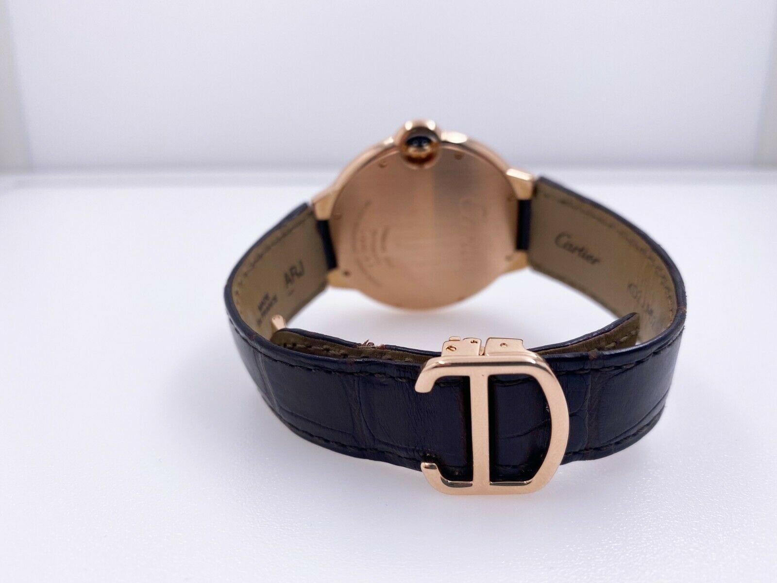 Cartier Ballon Blau 2999 WGBB0030 42mm 18K Roségold Lederriemen im Zustand „Hervorragend“ in San Diego, CA
