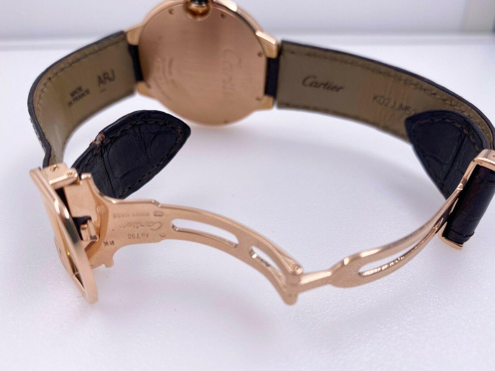 Cartier Ballon Blau 2999 WGBB0030 42mm 18K Roségold Lederriemen Herren