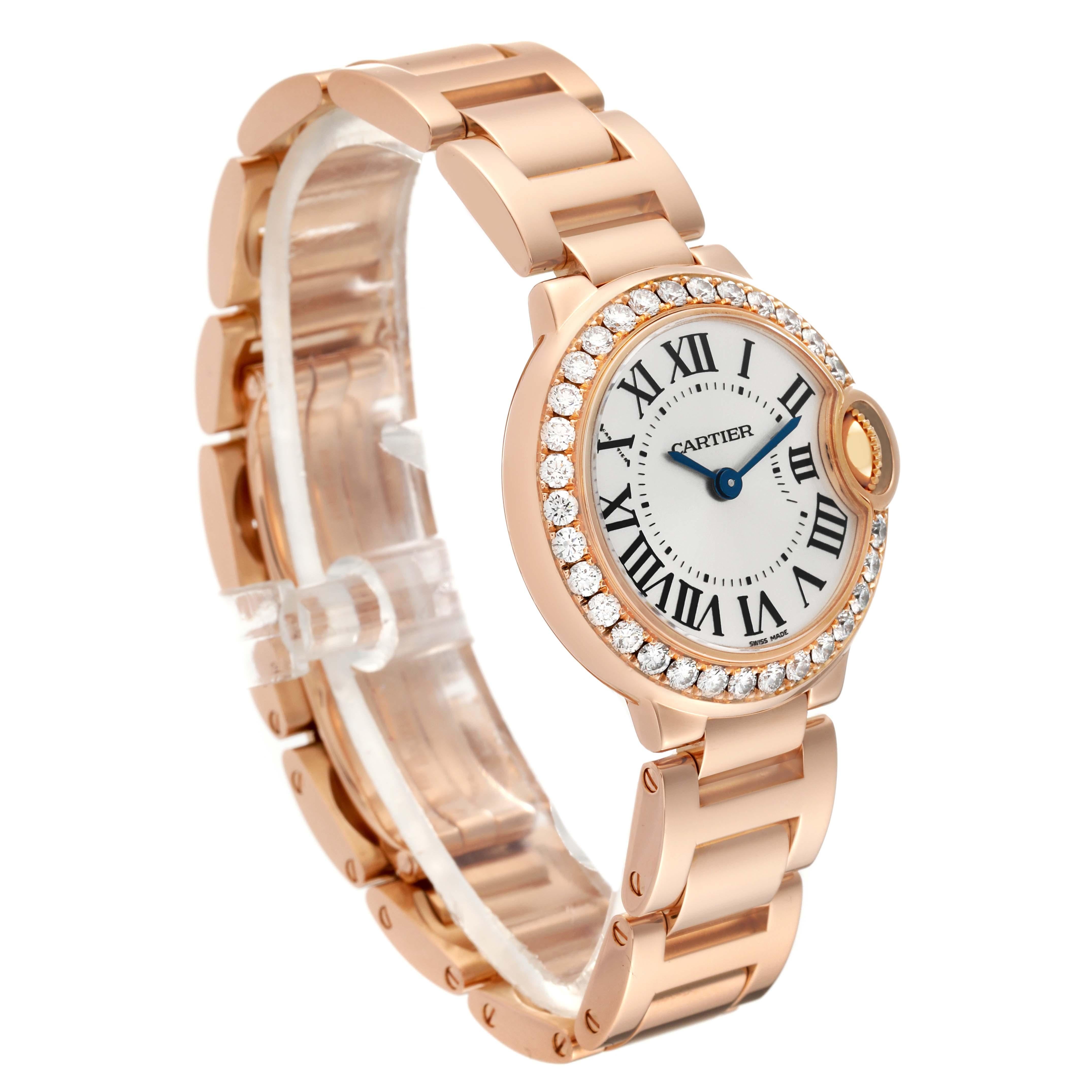 Cartier Ballon Blue Rose Gold Diamond Ladies Watch WJBB0015 In Excellent Condition For Sale In Atlanta, GA