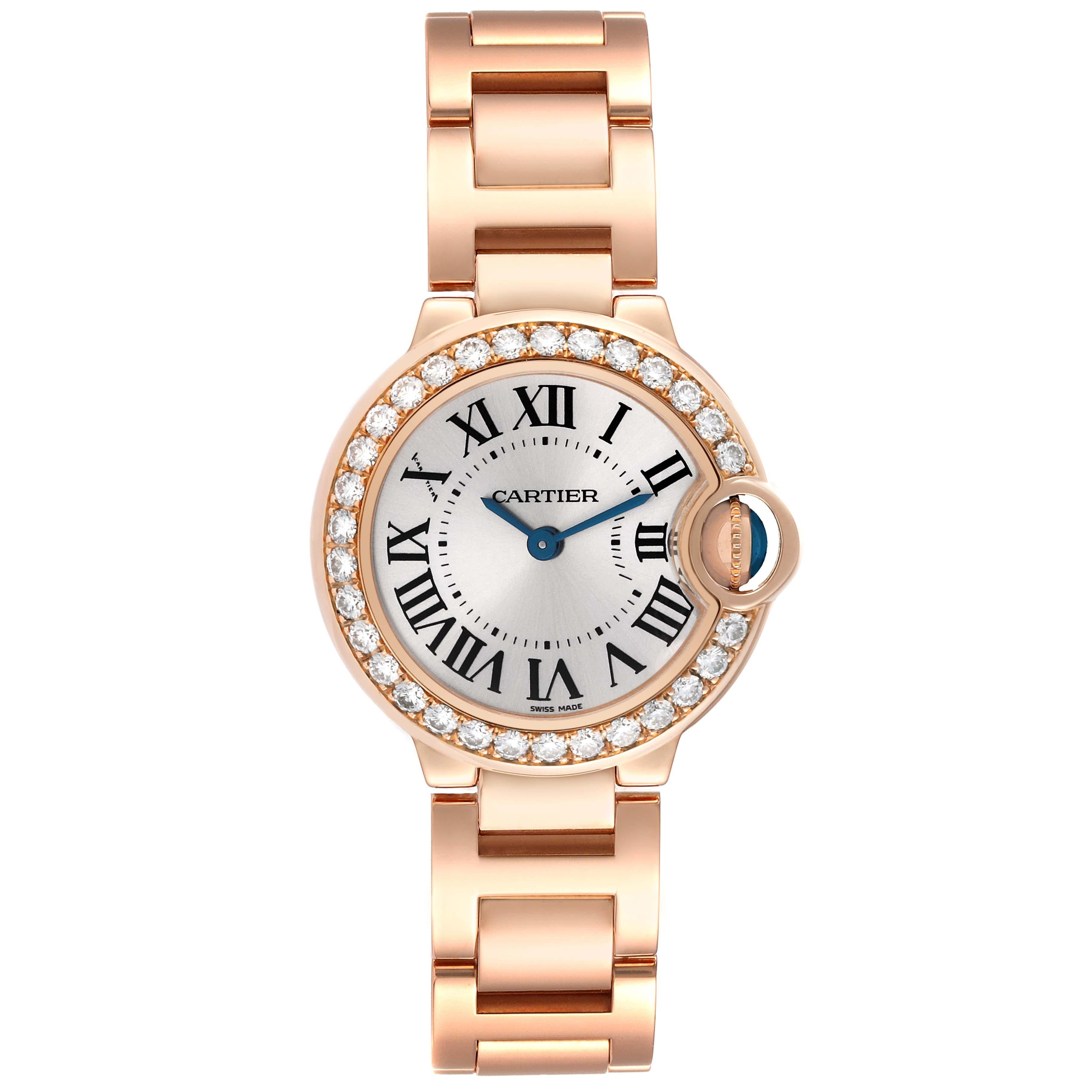 Cartier Ballon Blue Rose Gold Diamond Ladies Watch WJBB0015 For Sale 3