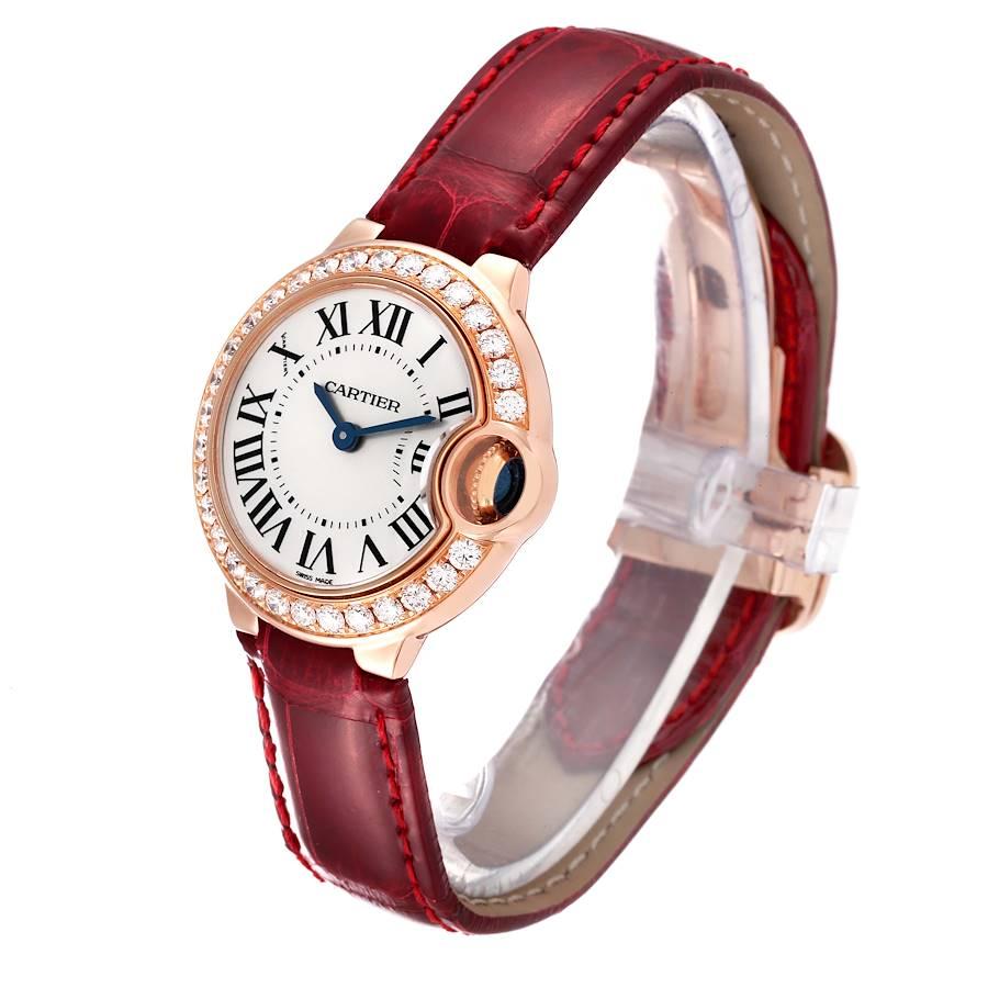 Cartier: 18 Karat Roségold Diamant-Uhr WJBB0018 mit Kugelblauem Silber-Zifferblatt Damen