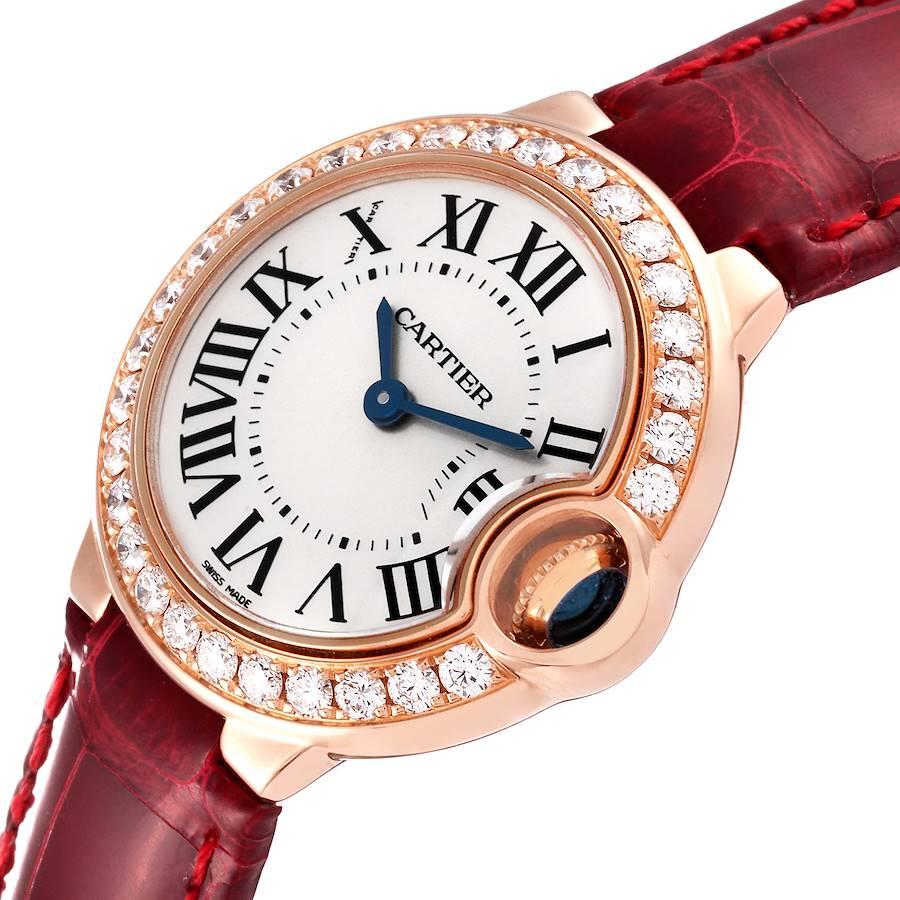 Cartier: 18 Karat Roségold Diamant-Uhr WJBB0018 mit Kugelblauem Silber-Zifferblatt 1