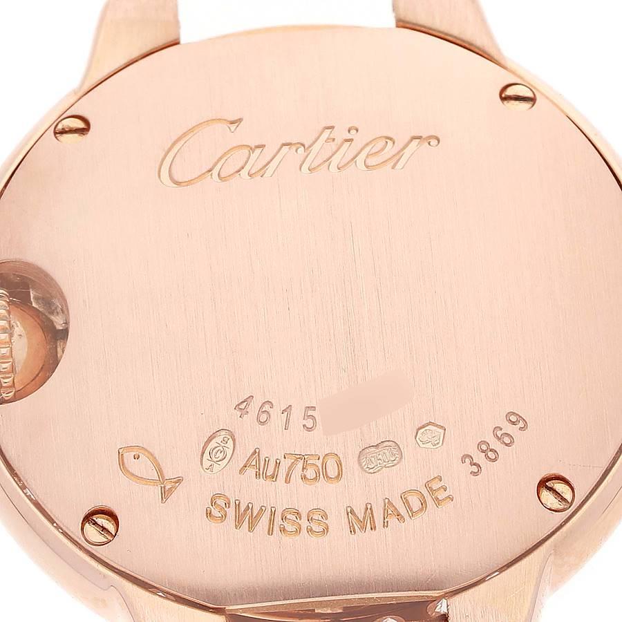 Cartier Ballon Blue Silver Dial 18k Rose Gold Diamond Watch WJBB0018 Box Card In Excellent Condition In Atlanta, GA