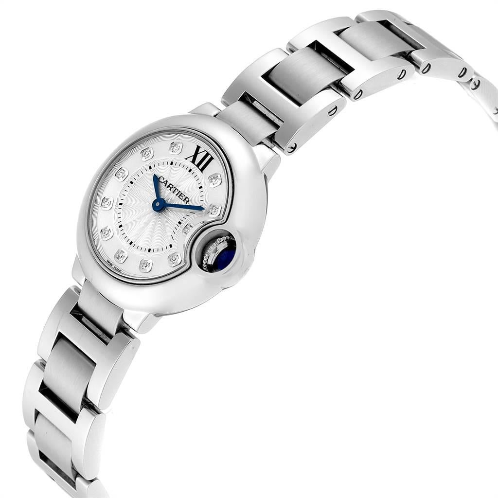 Women's Cartier Ballon Blue Silver Diamond Dial Steel Ladies Watch WE902073 For Sale