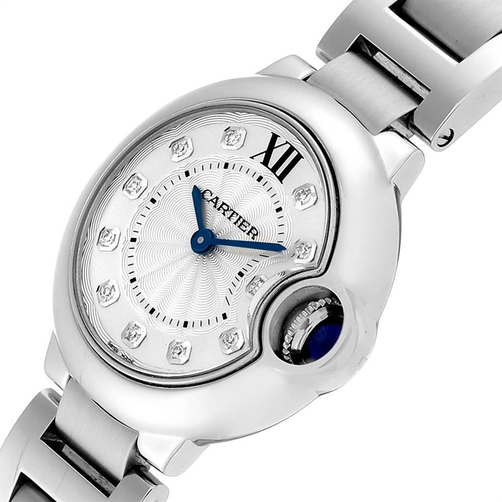 Cartier Ballon Blue Silver Diamond Dial Steel Ladies Watch WE902073 For Sale 1