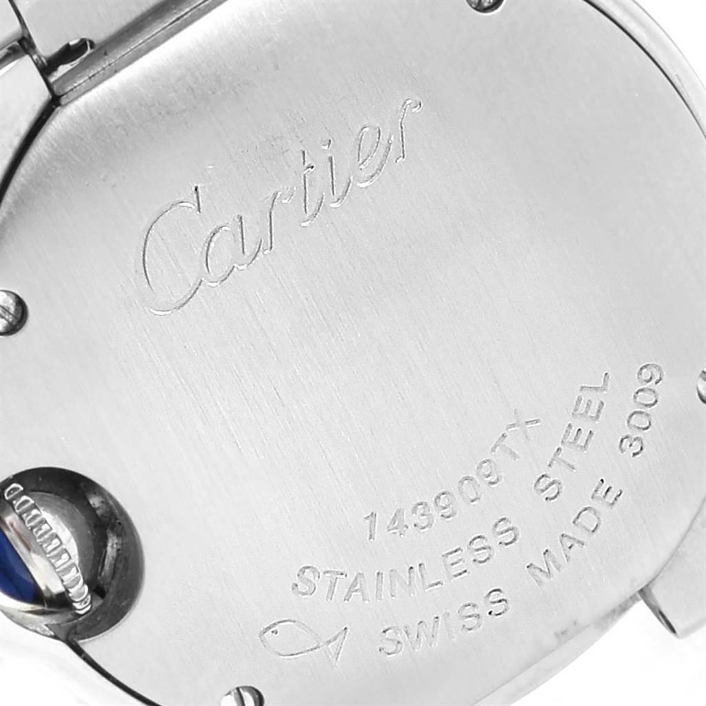 Cartier Ballon Blue Silver Diamond Dial Steel Ladies Watch WE902073 For Sale 2