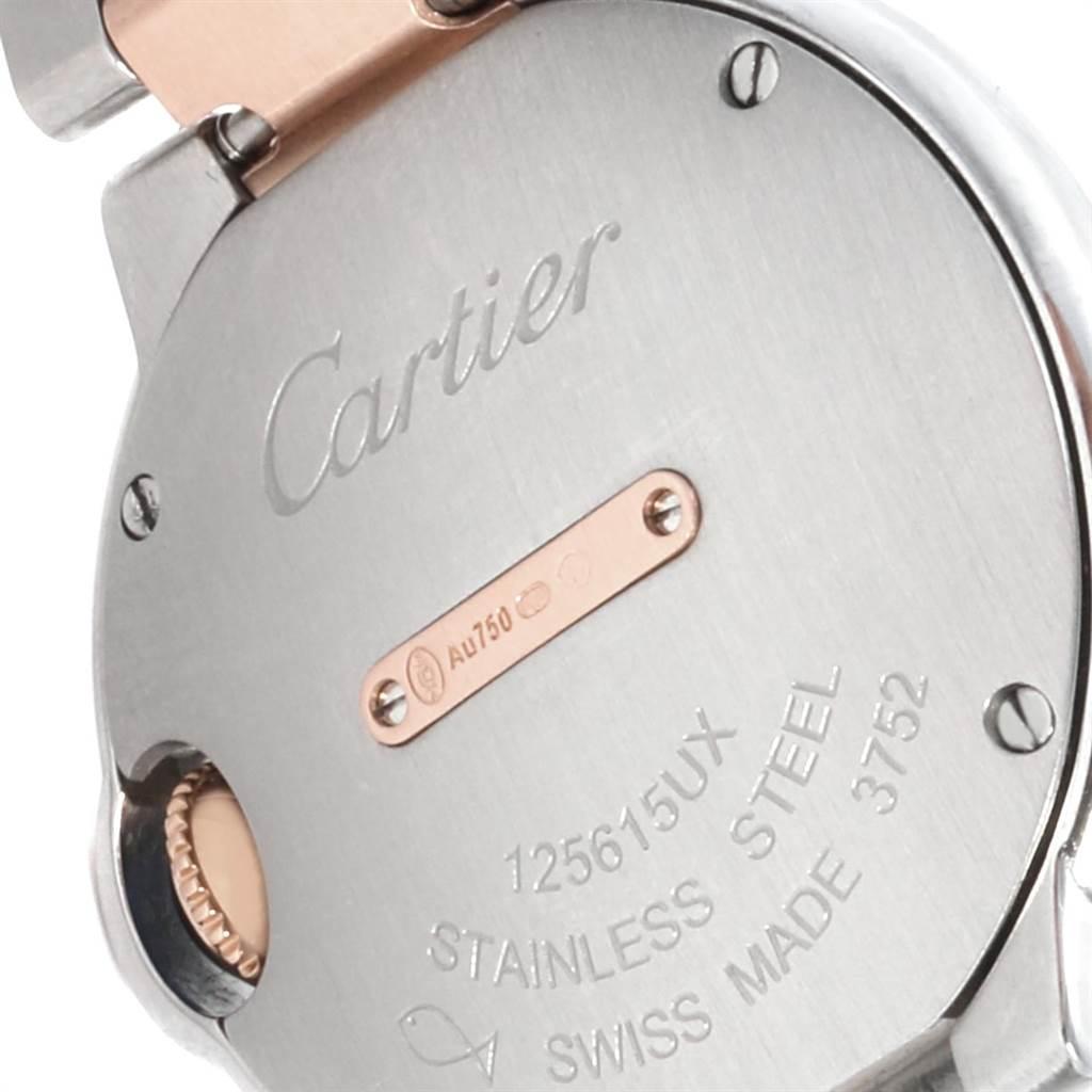 Cartier Ballon Blue Steel Rose Gold Diamond Ladies Watch WE902076 In Excellent Condition For Sale In Atlanta, GA