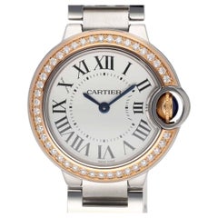 Orologio Cartier Ballon Blue WE902079 28mm Diamond 750 Oro rosa Acciaio inossidabile