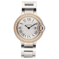 Cartier Ballon Blue Watch WE902079 28mm Diamond 750 Pink Gold Stainless Steel