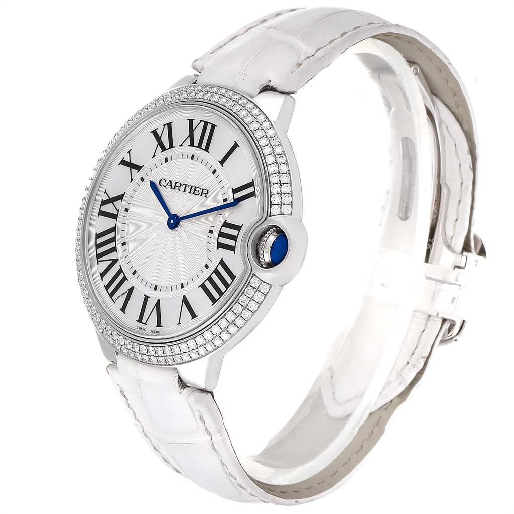 Cartier Ballon Blue White Gold Diamond Ladies Watch WE902056 In Excellent Condition In Atlanta, GA