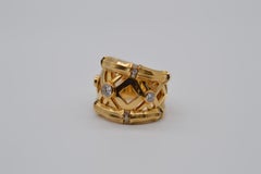 Cartier Bamboo 18K Yellow Gold Ring with Diamonds Unworn