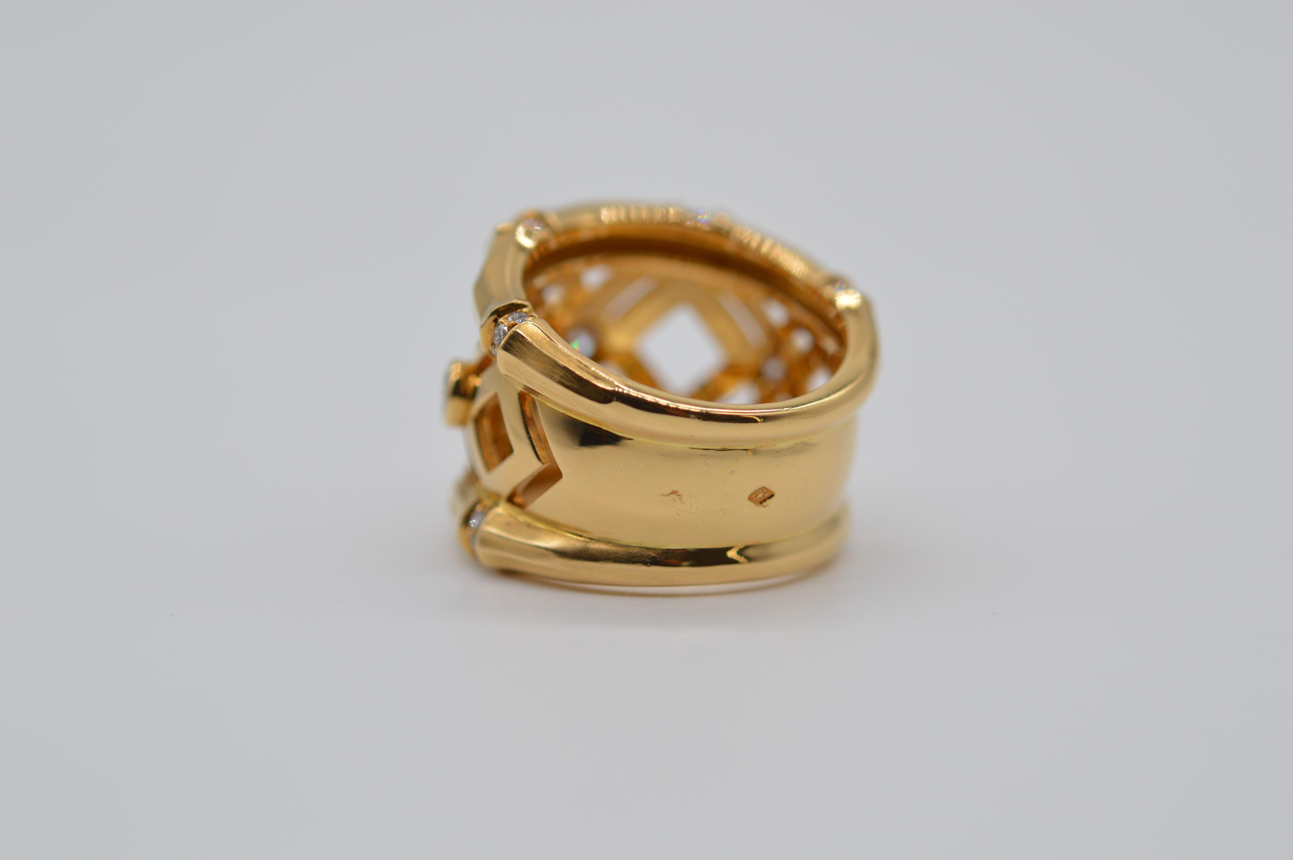 Cartier Bamboo 18K Yellow Gold Ring with Diamonds Unworn In New Condition For Sale In Geneva, CH