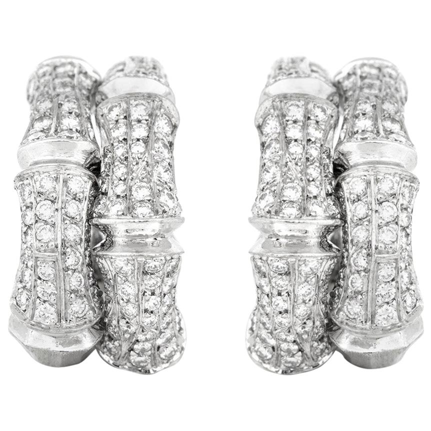 Cartier Bamboo Diamond Earrings in White Gold