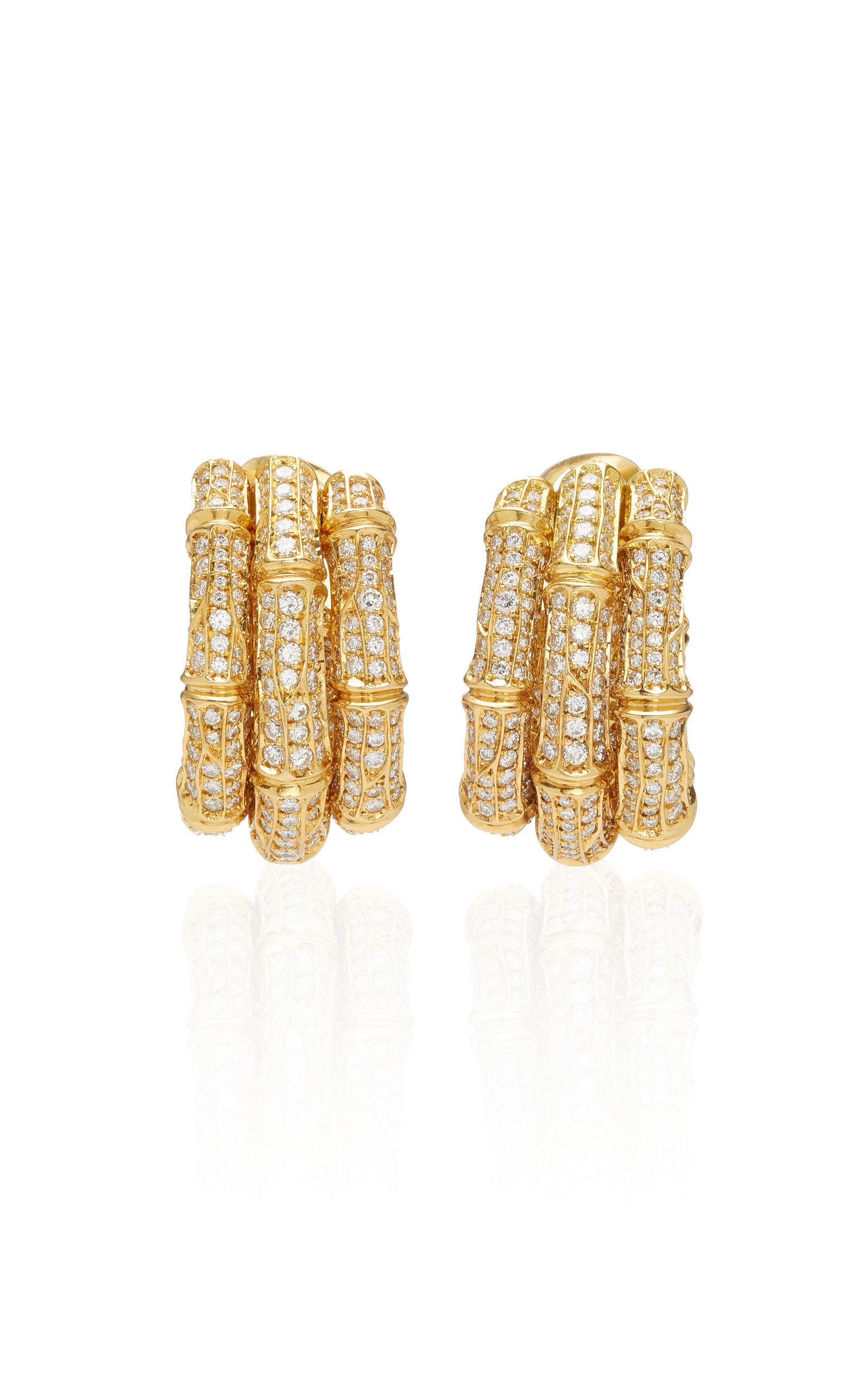 Cartier Bamboo Diamond Gold Hoop Ear-Clips 1