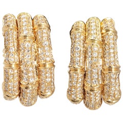 Boucles d'oreilles Cartier Bambou Diamants Or