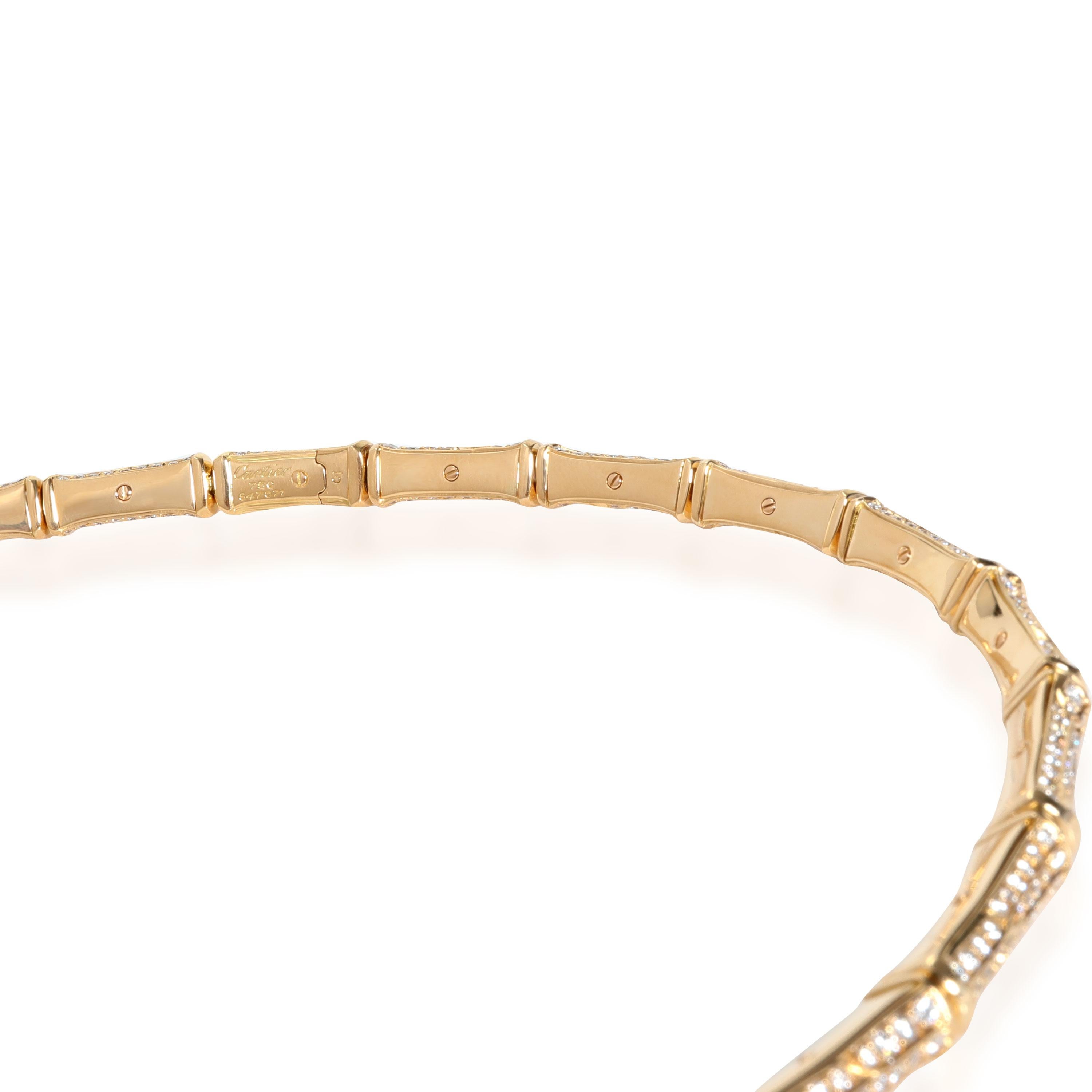 Round Cut Cartier Bamboo Diamond Necklace in 18K Yellow Gold 22.00 CTW