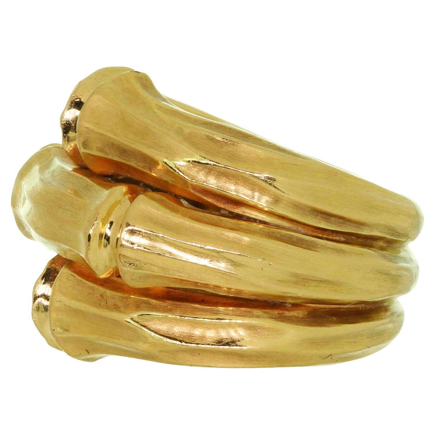 CARTIER Bambus Gelbgold 3 Reihen Ring Box Papiere Größe 53 3