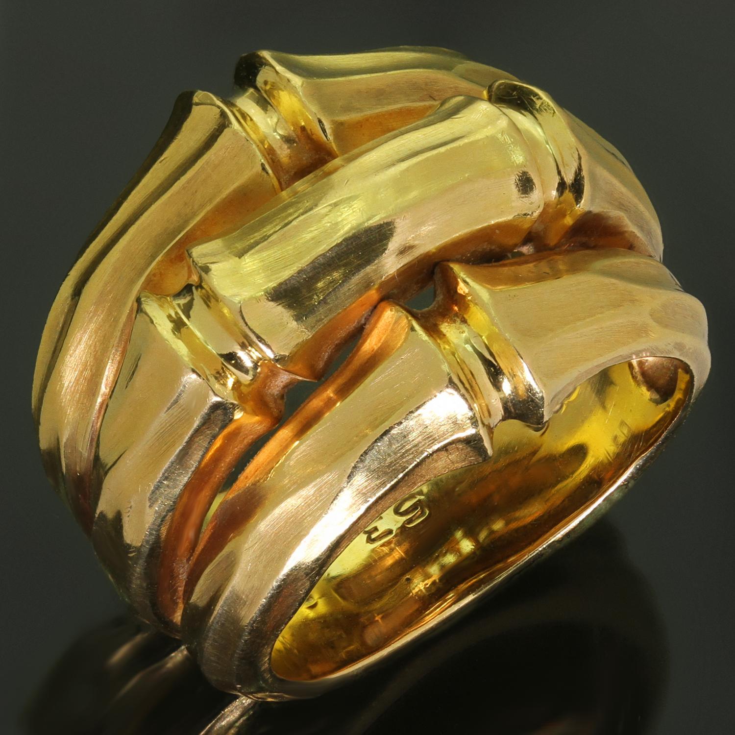 CARTIER Bambus Gelbgold 3 Reihen Ring Box Papiere Größe 53 4