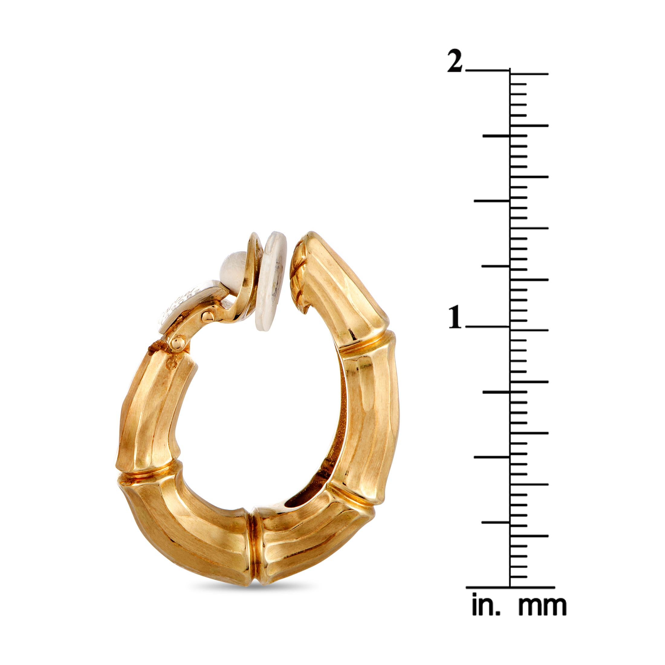 Cartier Bamboo Yellow Gold Oval Hoop Clip-On Earrings In Excellent Condition In Southampton, PA
