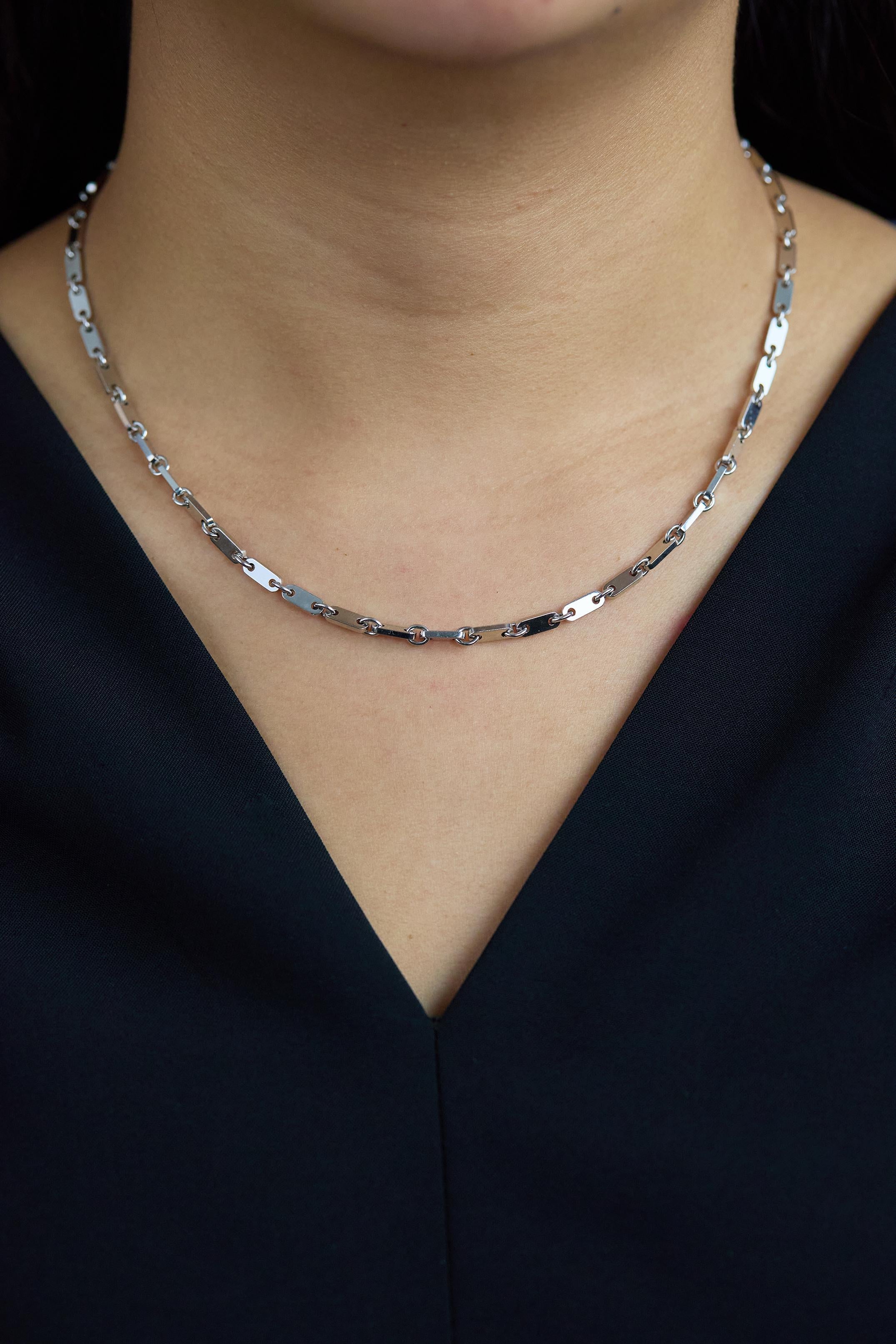 Contemporaneo Cartier Bar Fidelity - Collana unisex a catena con maglie in oro bianco in vendita