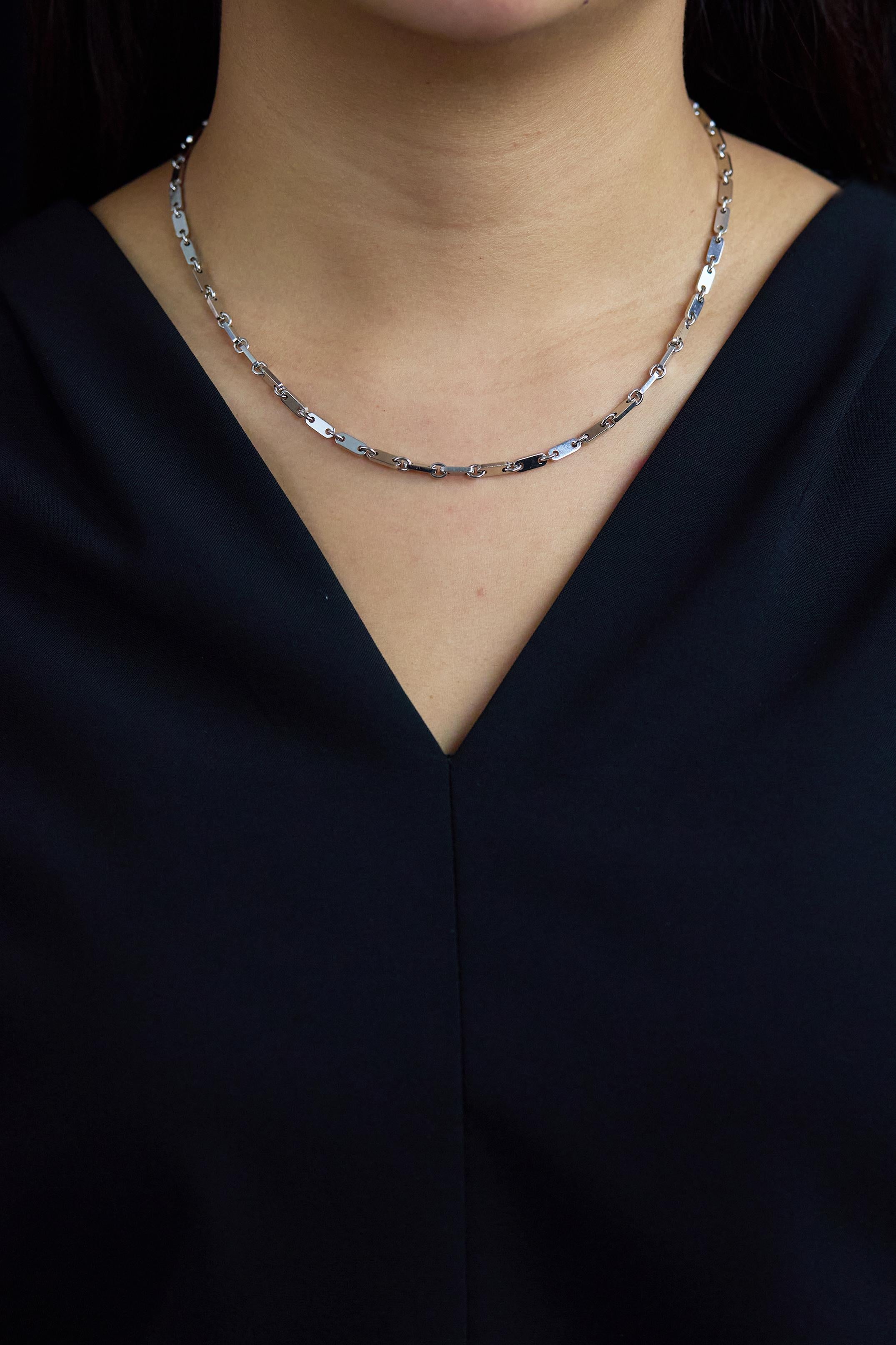 Cartier Bar Fidelity - Collana unisex a catena con maglie in oro bianco In condizioni ottime in vendita a New York, NY