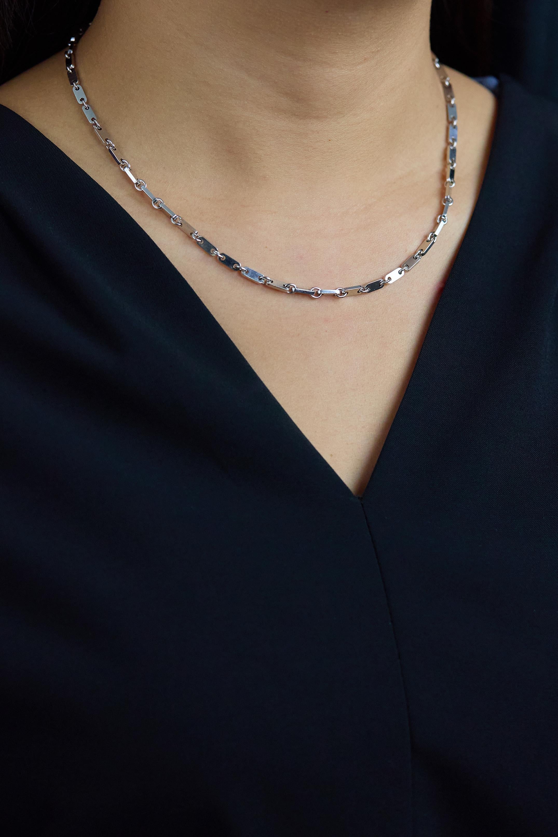 da uomo o donna Cartier Bar Fidelity - Collana unisex a catena con maglie in oro bianco in vendita