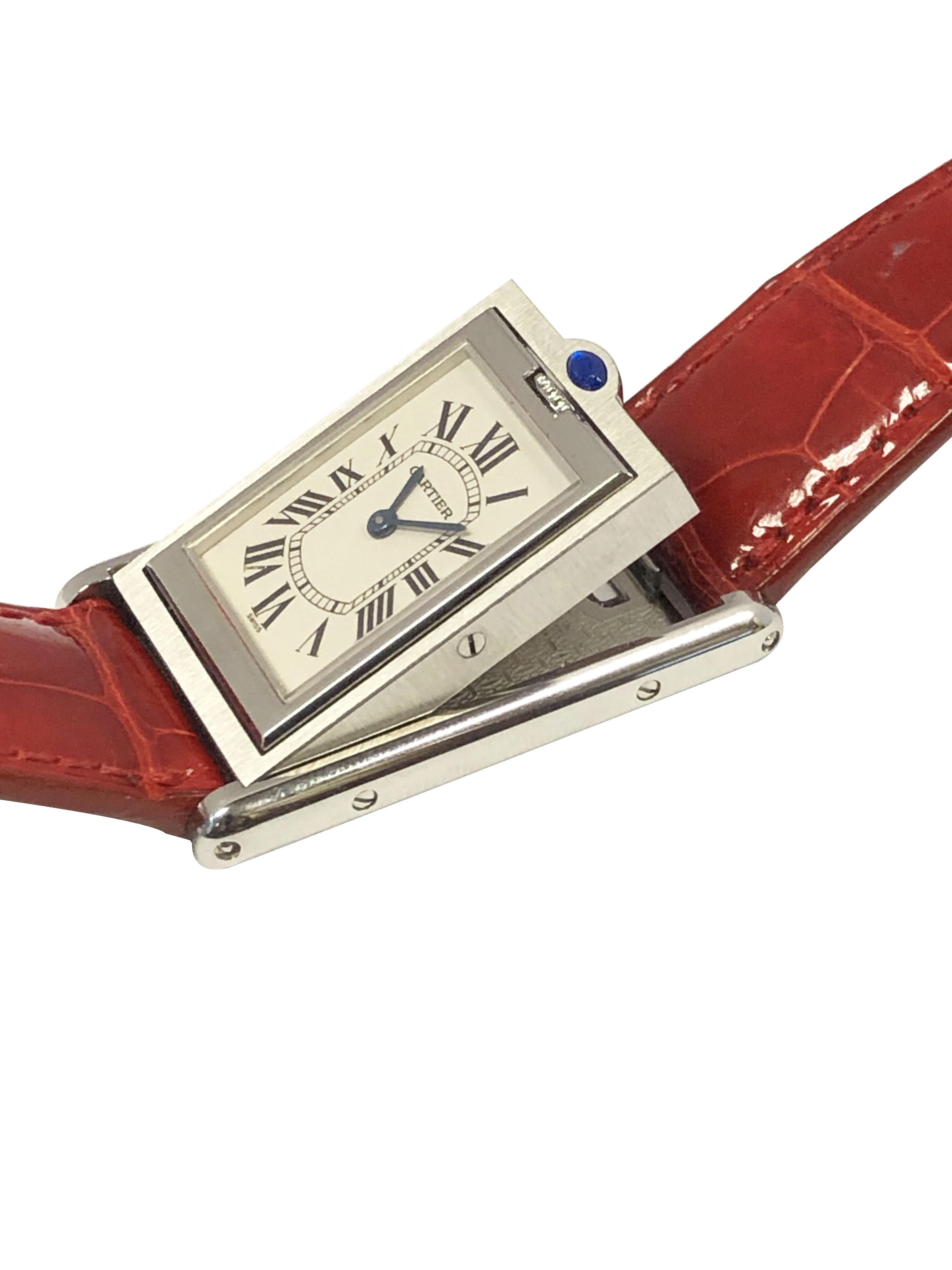 Cartier Basculante 2405 Steel Wrist Watch In Excellent Condition In Chicago, IL
