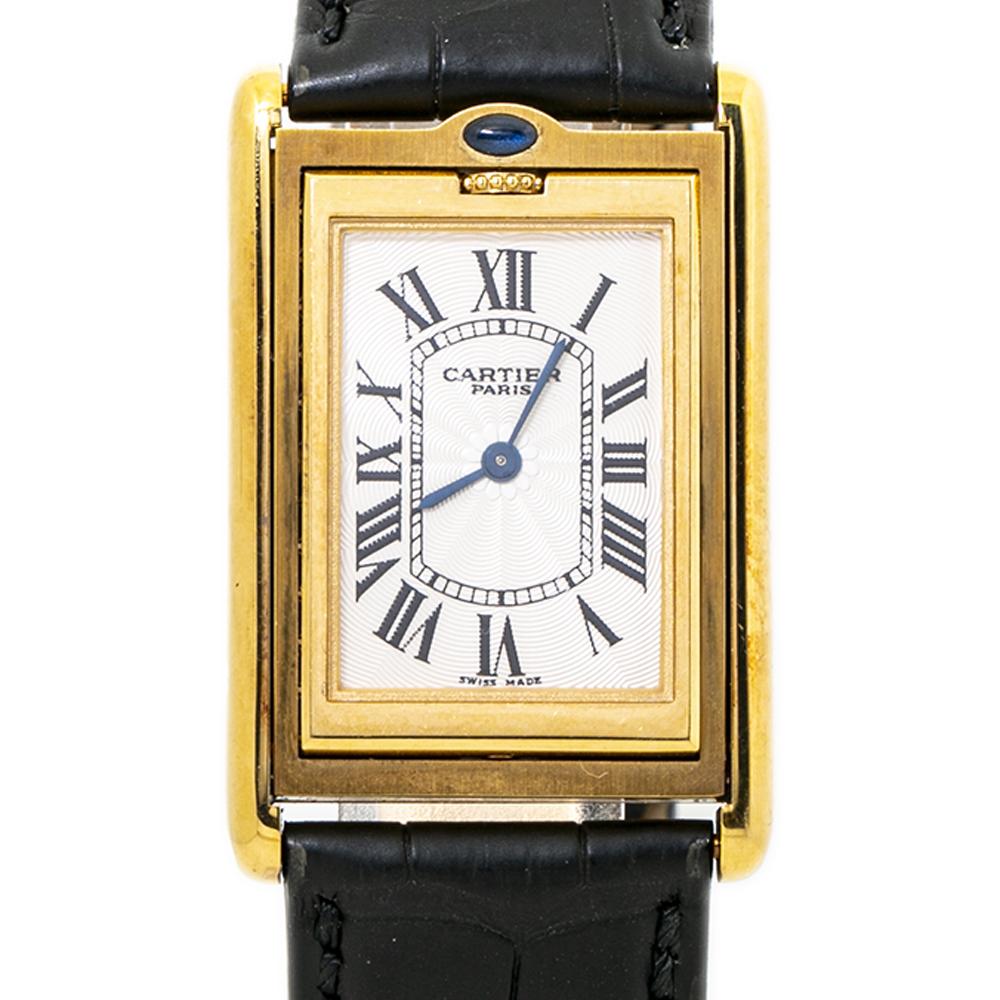 Cartier Basculante 2499D NEW RARE 18k Yellow Gold Mens Watch 25mm Box & Paper