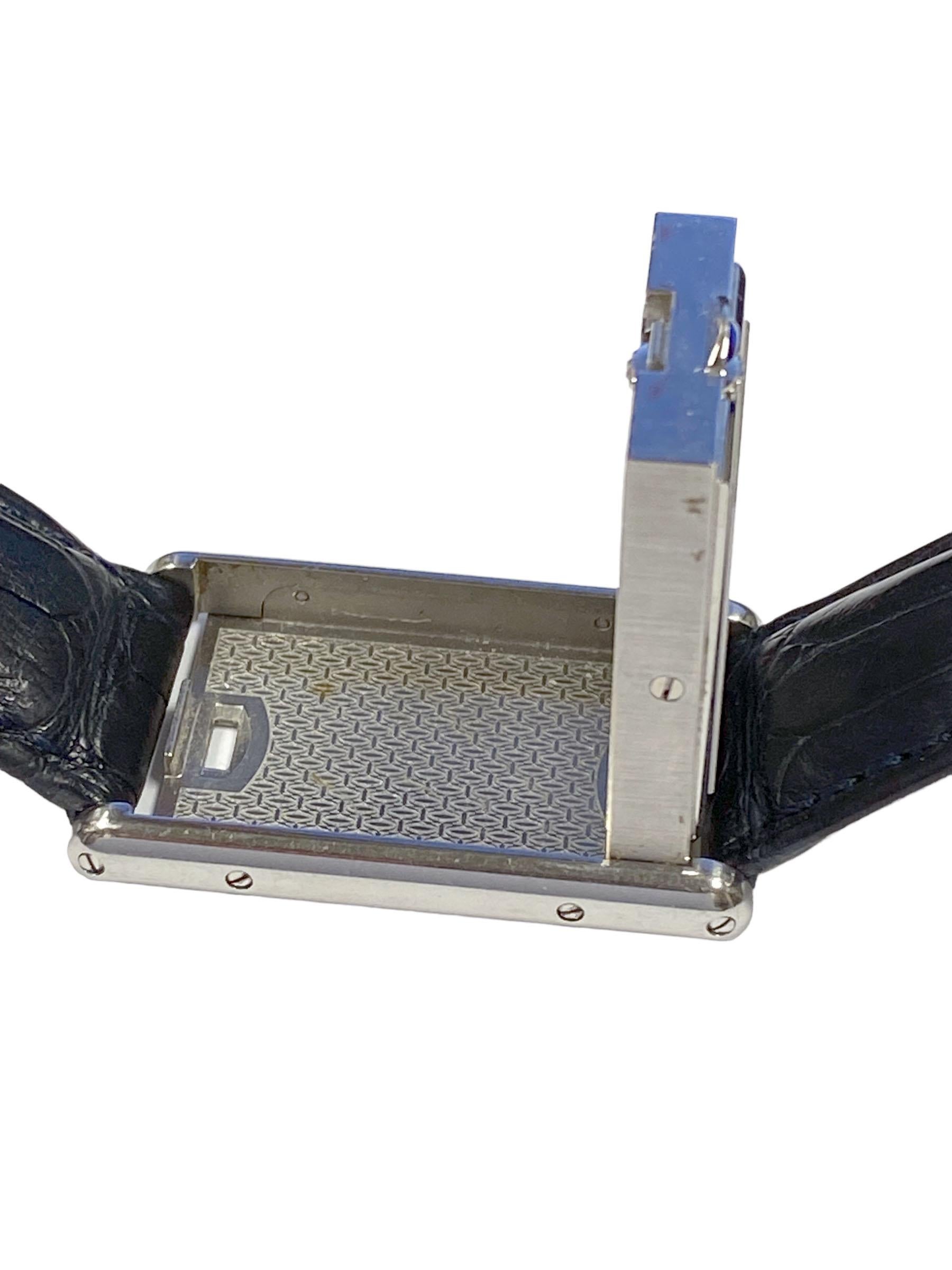 Cartier Basculante Stahl Wristbanduhr, Wendbare Mid-Größe Quarz-Armbanduhr 3