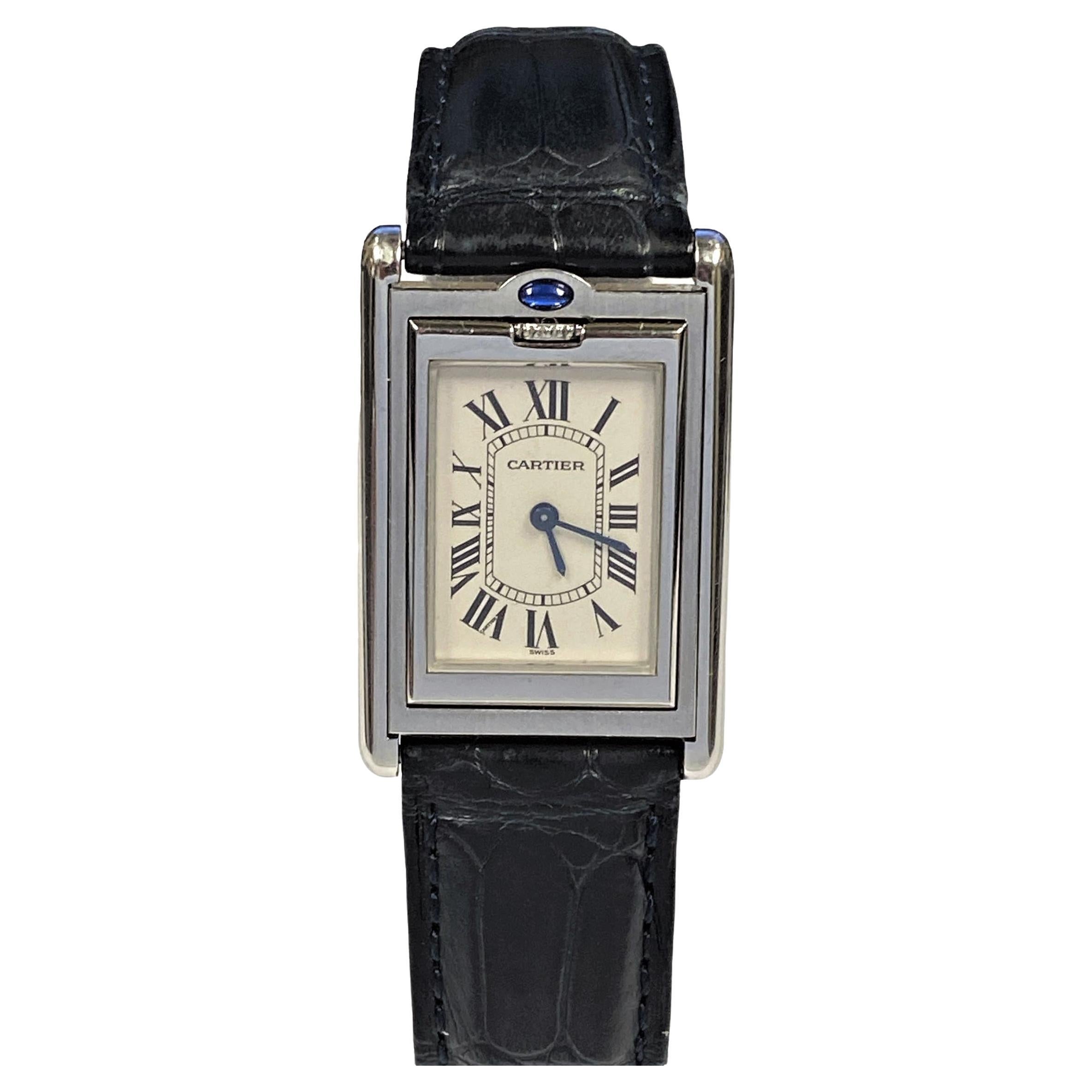 Cartier Basculante Steel Reversible Mid Size Quartz Wrist Watch