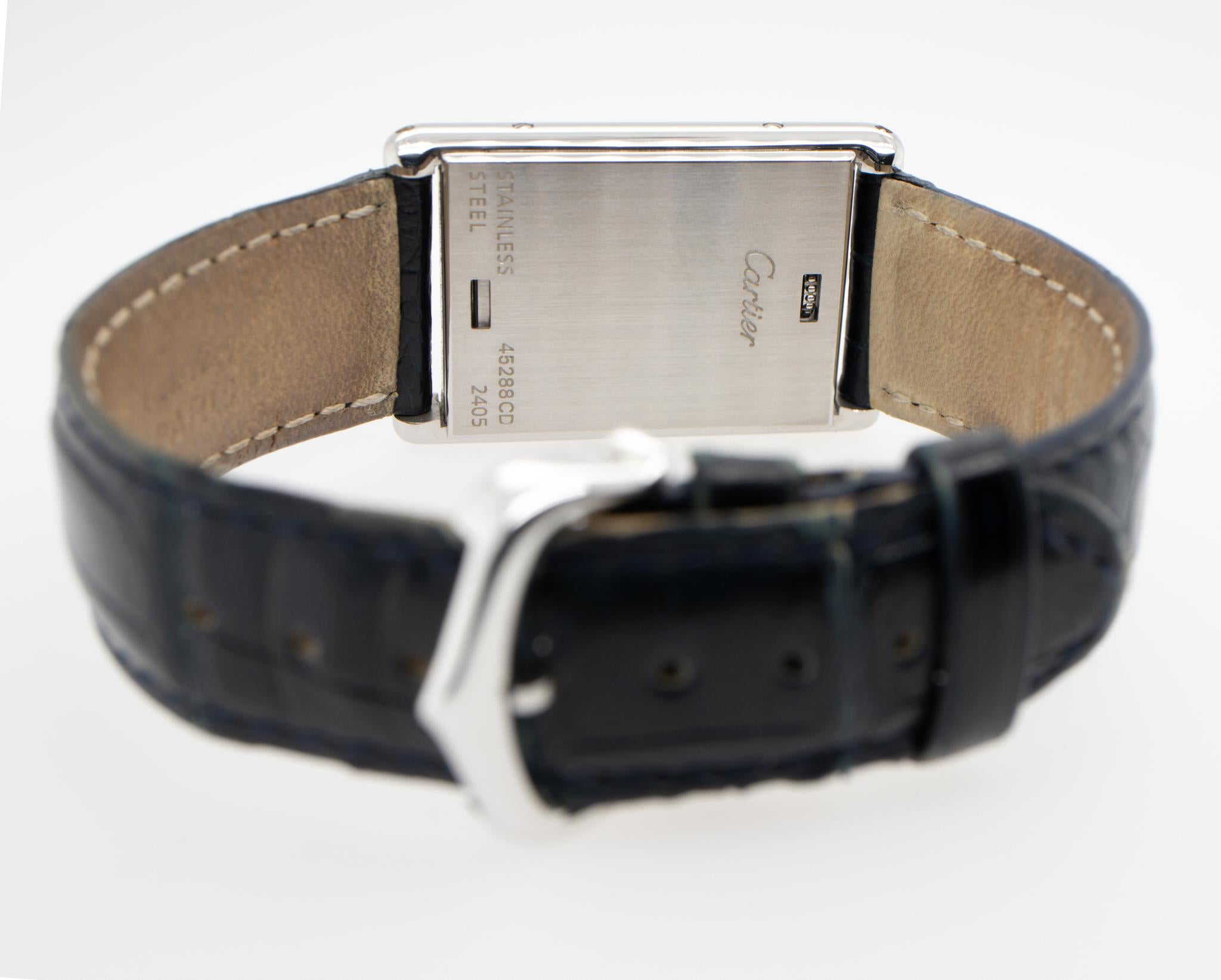 Cartier Basculante Watch Reversible Original Box Papers In Excellent Condition In Aliso Viejo, CA