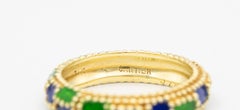 Cartier Beaded Green and Blue Enamel Ring, in 18 Karat Yellow Gold, circa 1960s