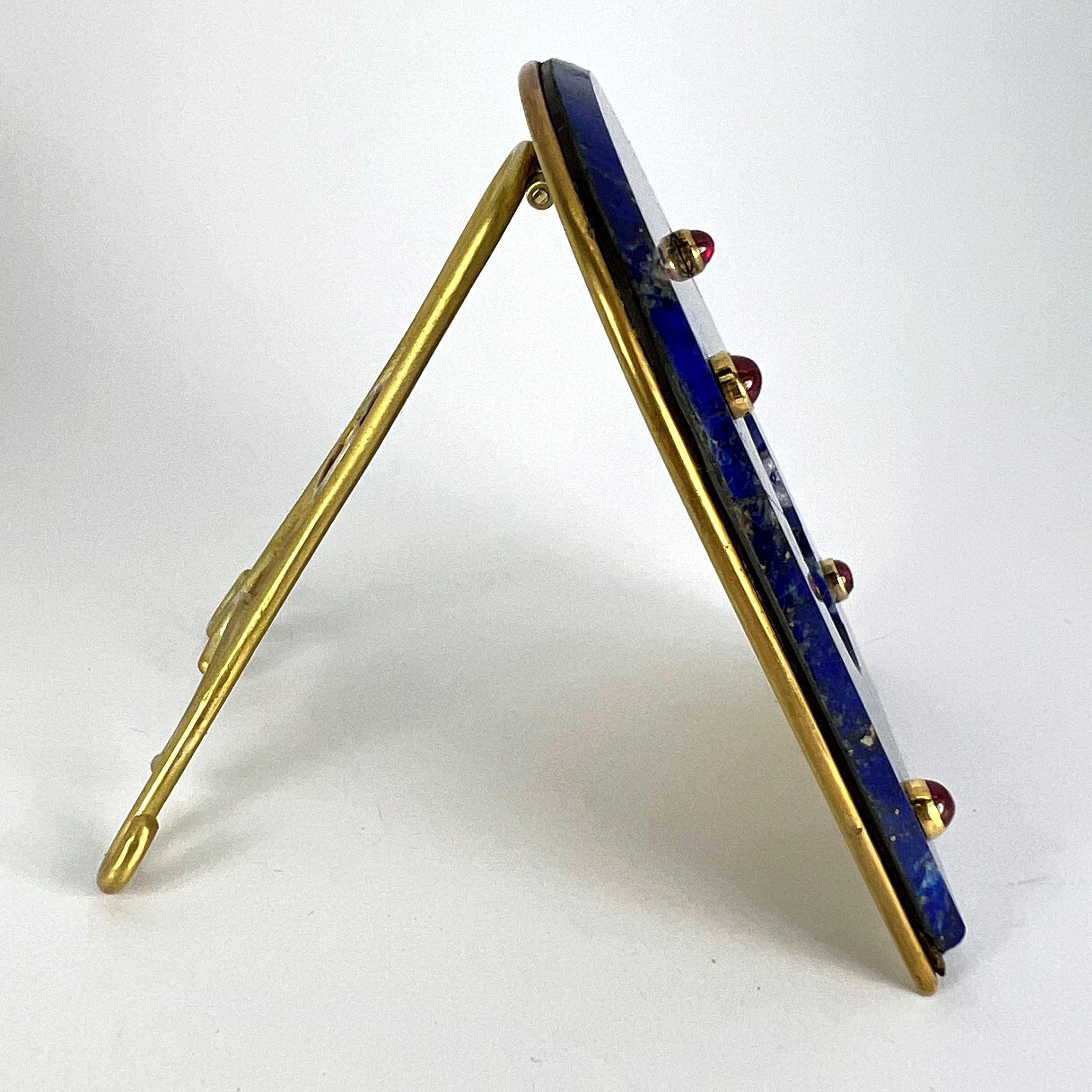Christophe de Cartier Médaille en or jaune 18 carats Lapis Lazuli Rubis en vente 11