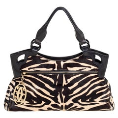 Cartier Beige/Black Zebra Print Pony Hair Leather Marcello de Cartier Satchel