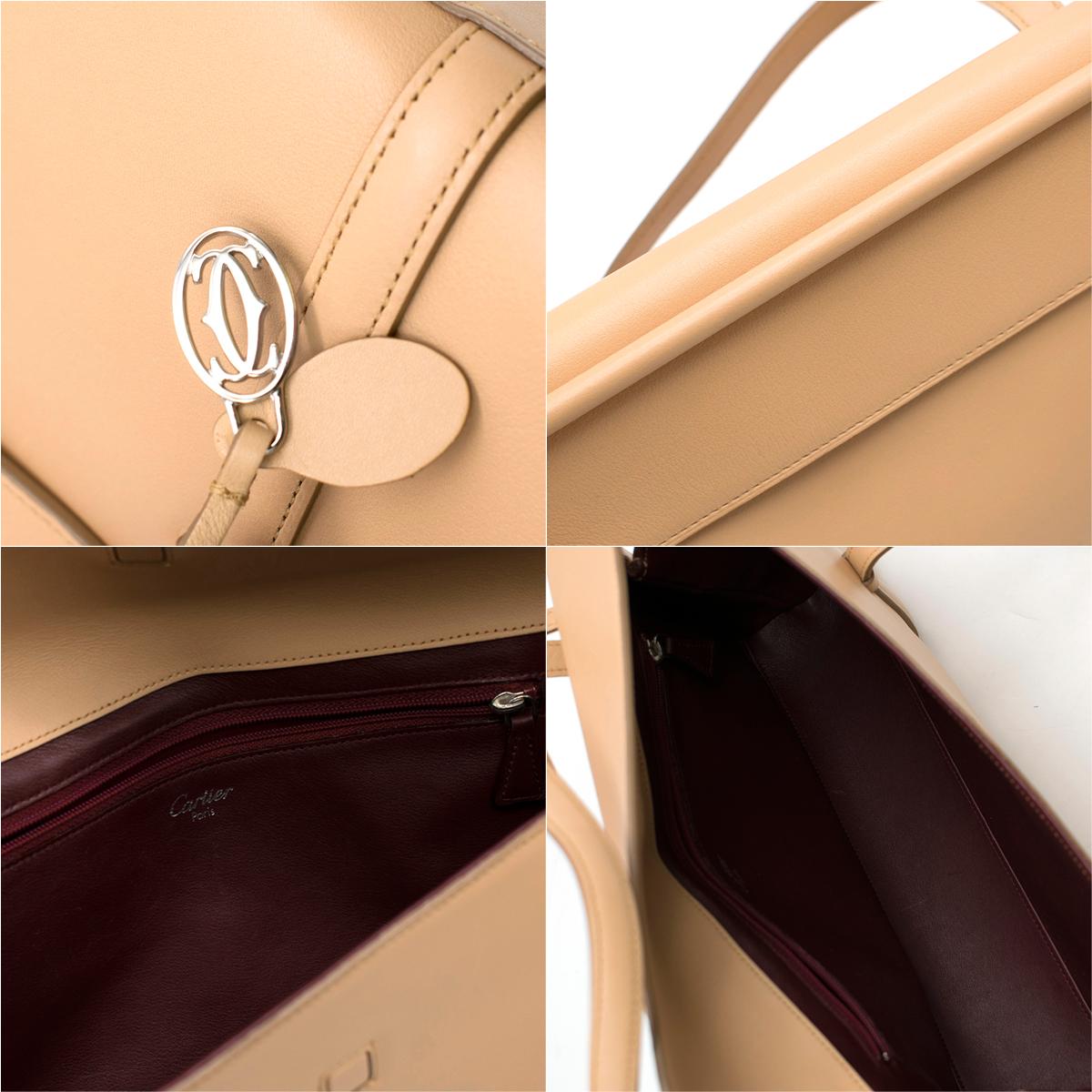 Cartier Beige Cabochon Leather Flap Shoulder Bag 6