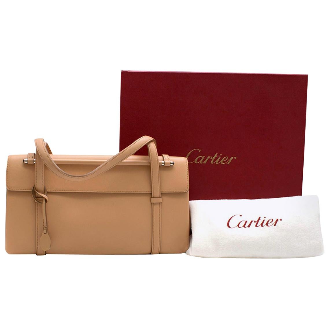 Cartier Beige Cabochon Leather Flap Shoulder Bag