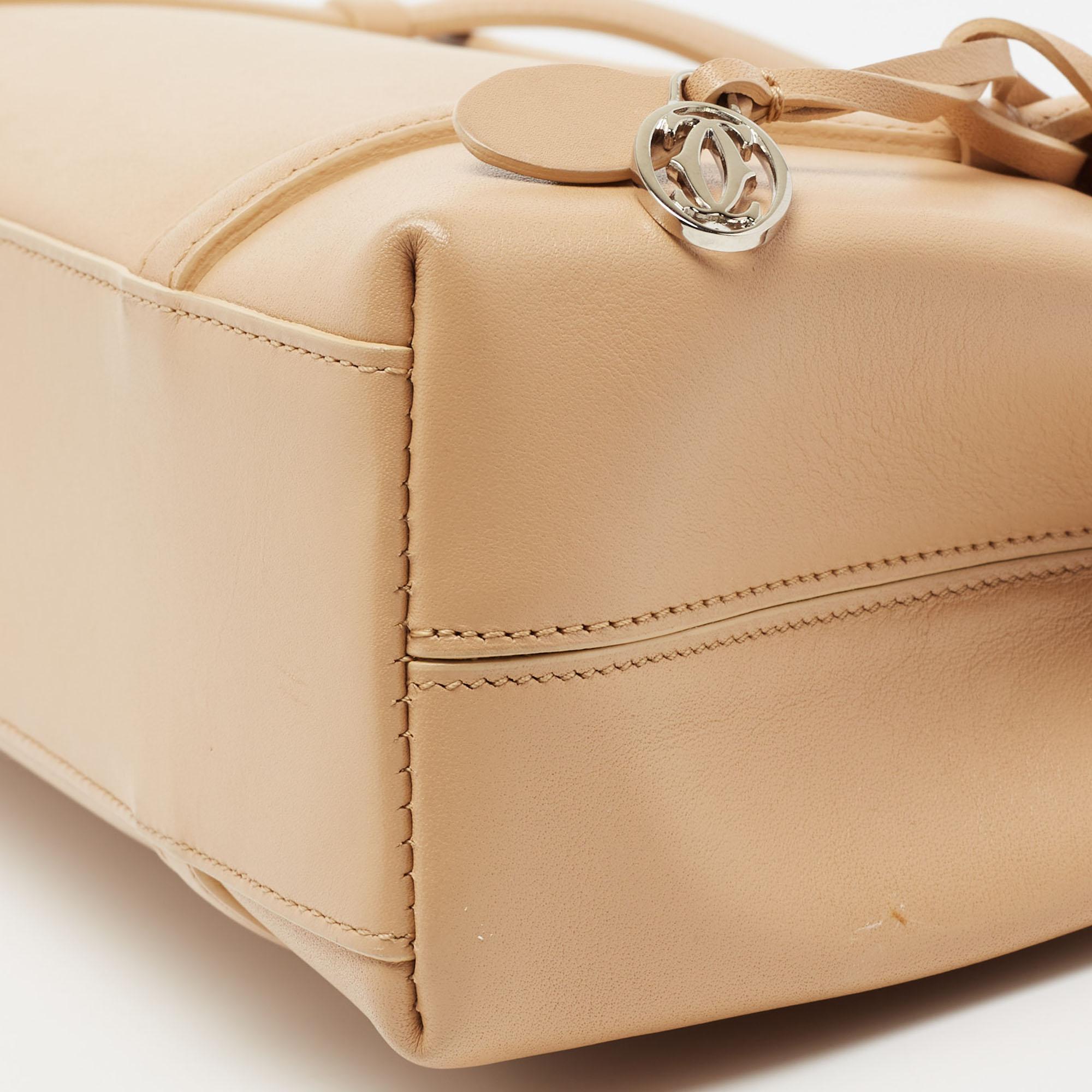 Cartier Beige Leather Cabochon Flap Shoulder Bag 3
