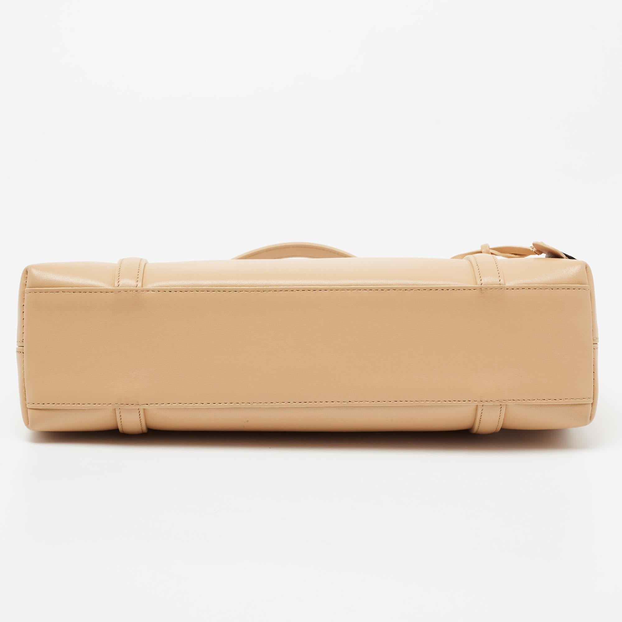 Cartier Beige Leather Cabochon Flap Shoulder Bag 1