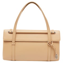 Cartier - Sac à bandoulière à rabat en cuir beige avec cabochon