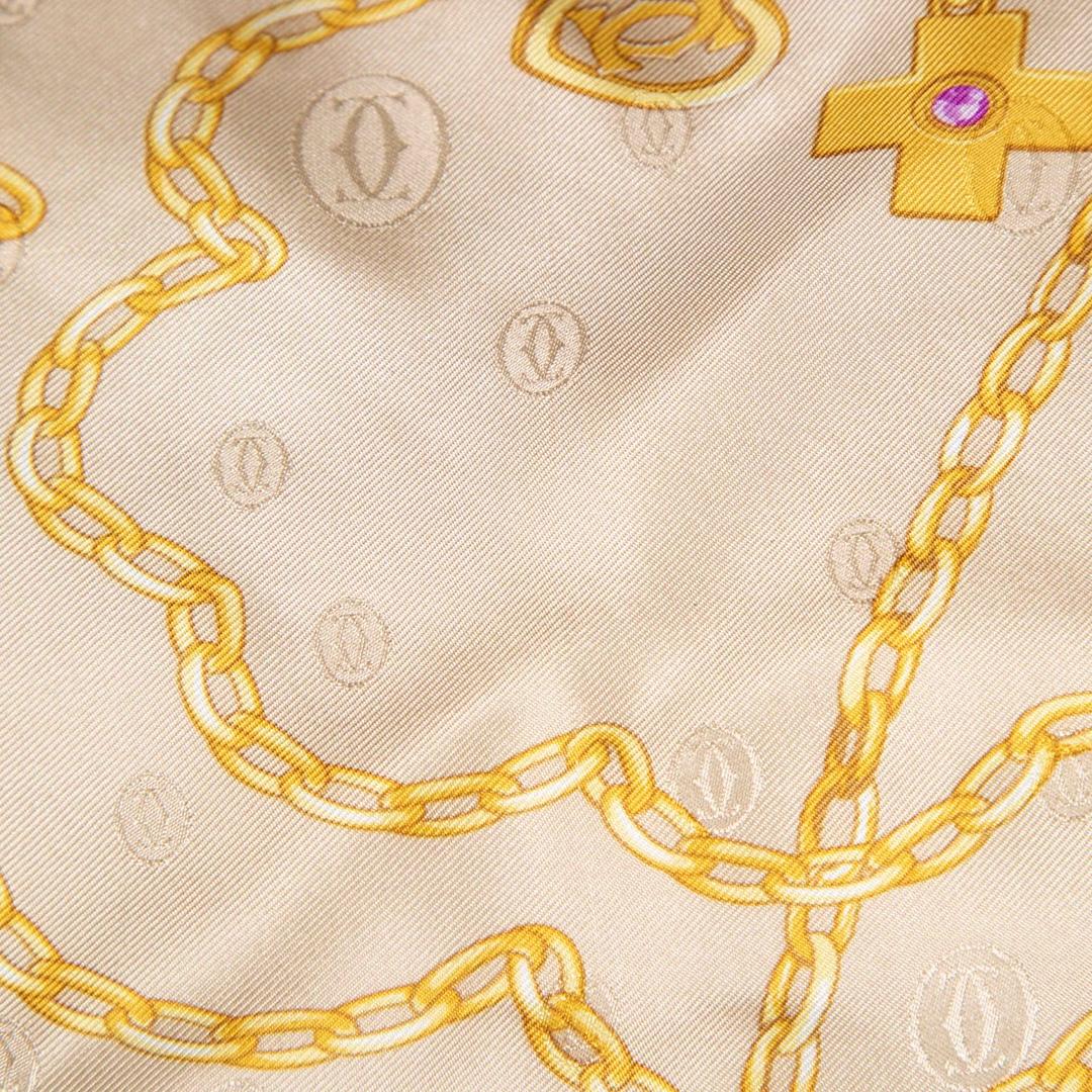 Cartier Beige Silk Heart Chain Square Scarf In Good Condition In London, GB