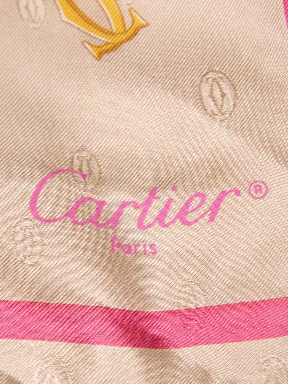 Women's Cartier Beige Silk Heart Chain Square Scarf