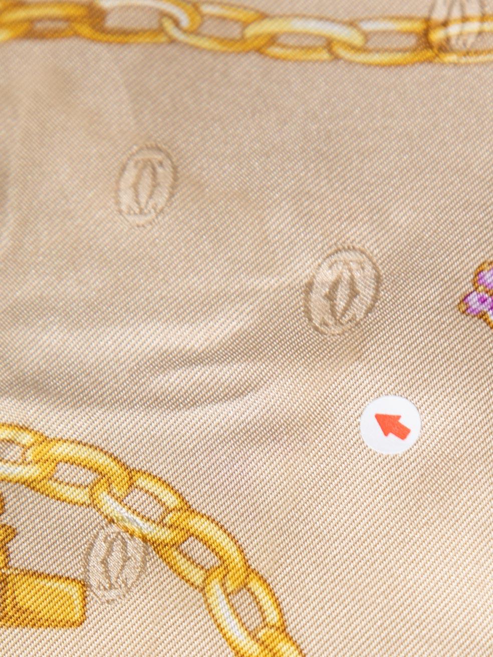 Cartier Beige Silk Heart Chain Square Scarf 1