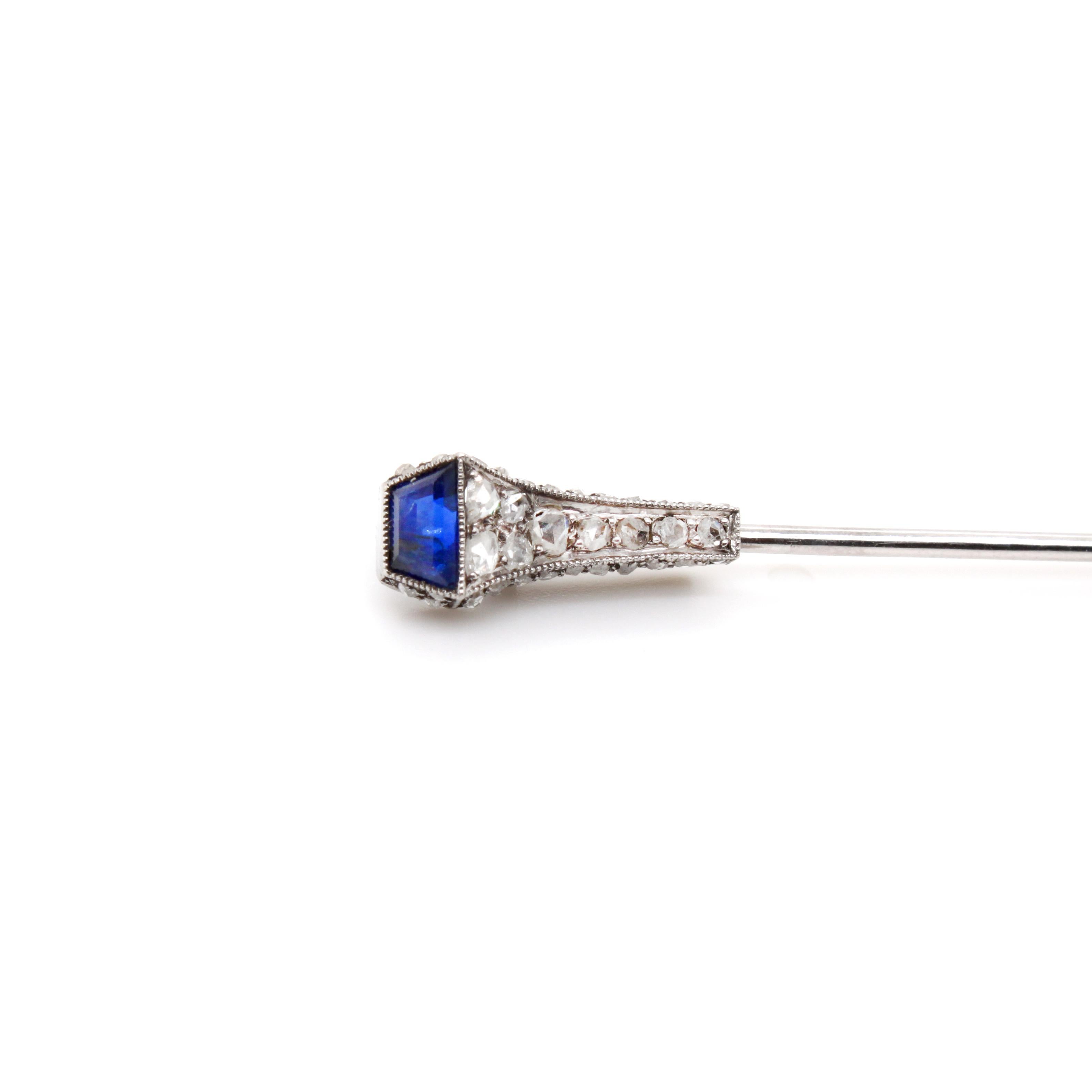 Cartier Belle Epoch Sapphire and Diamond Jabot Pin, circa 1910s In Excellent Condition In Idar-Oberstein, DE